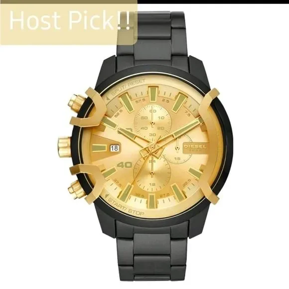 *HP X2* Diesel Griffed Chronograph Black Stainless Steel - Picture 1 of 6